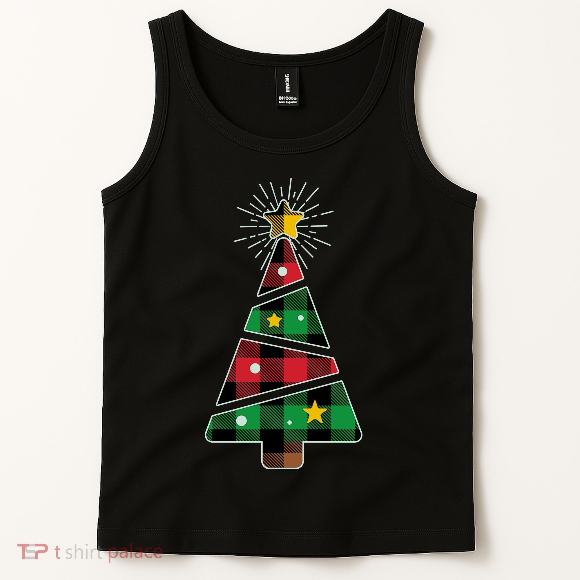 Christmas Multi Plaid Tree Tank Top