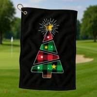 Christmas Multi Plaid Tree Golf Towel thumb 1