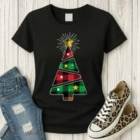 Christmas Multi Plaid Tree Women's T-Shirt thumb 3