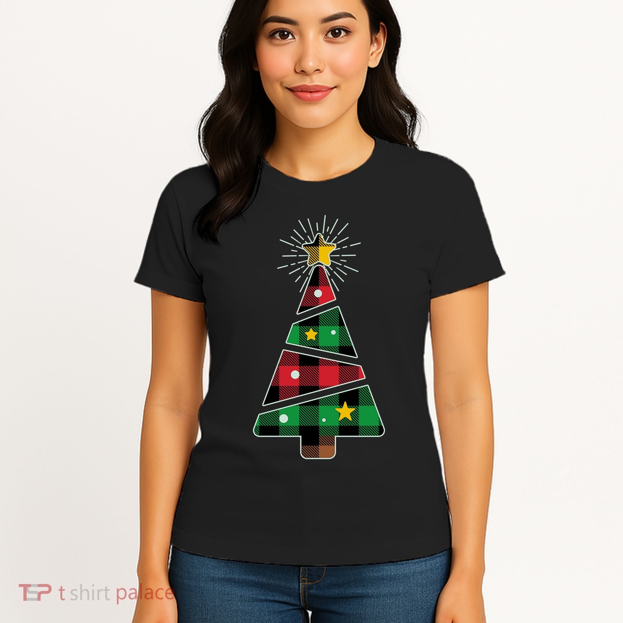 Christmas Multi Plaid Tree Women's T-Shirt