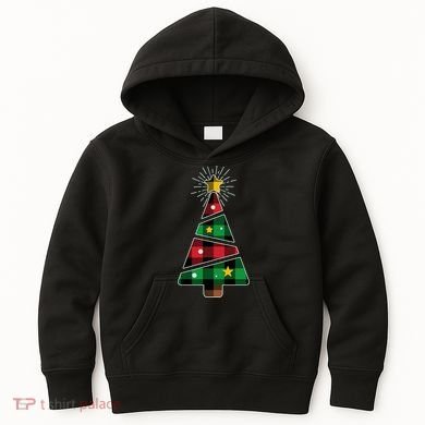 Christmas Multi Plaid Tree Kids Hoodie