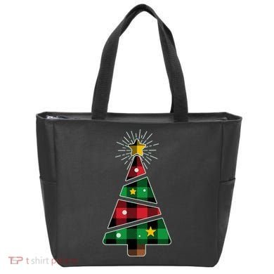 Christmas Multi Plaid Tree Tote Bag