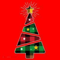 Christmas Multi Plaid Tree Santa Hat thumb 1