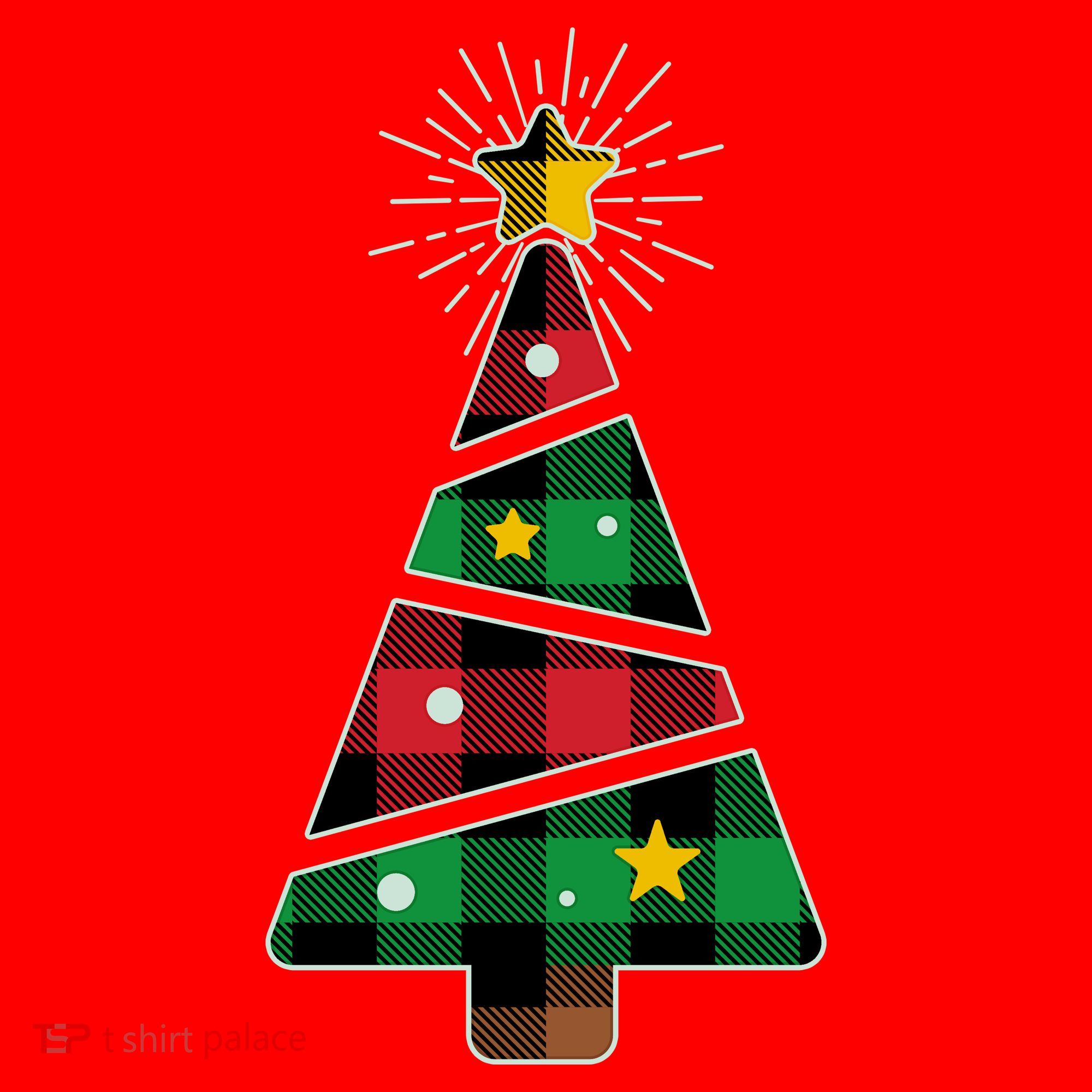 Christmas Multi Plaid Tree Santa Hat