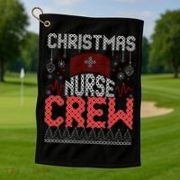 Christmas Nurse Crew Ugly Christmas Sweater RN Golf Towel thumb 1