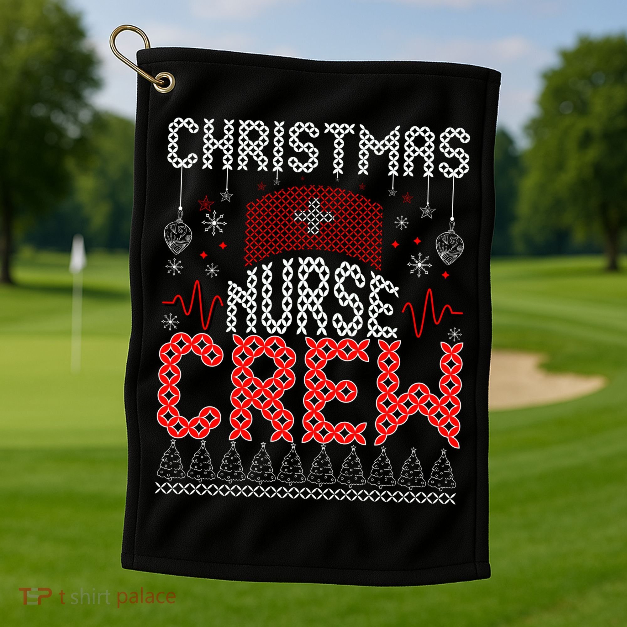 Christmas Nurse Crew Ugly Christmas Sweater RN Golf Towel