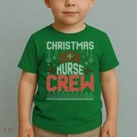 Christmas Nurse Crew Ugly Christmas Sweater RN Toddler T-Shirt thumb 2