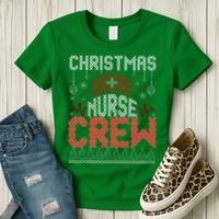 Christmas Nurse Crew Ugly Christmas Sweater RN Women's T-Shirt thumb 3