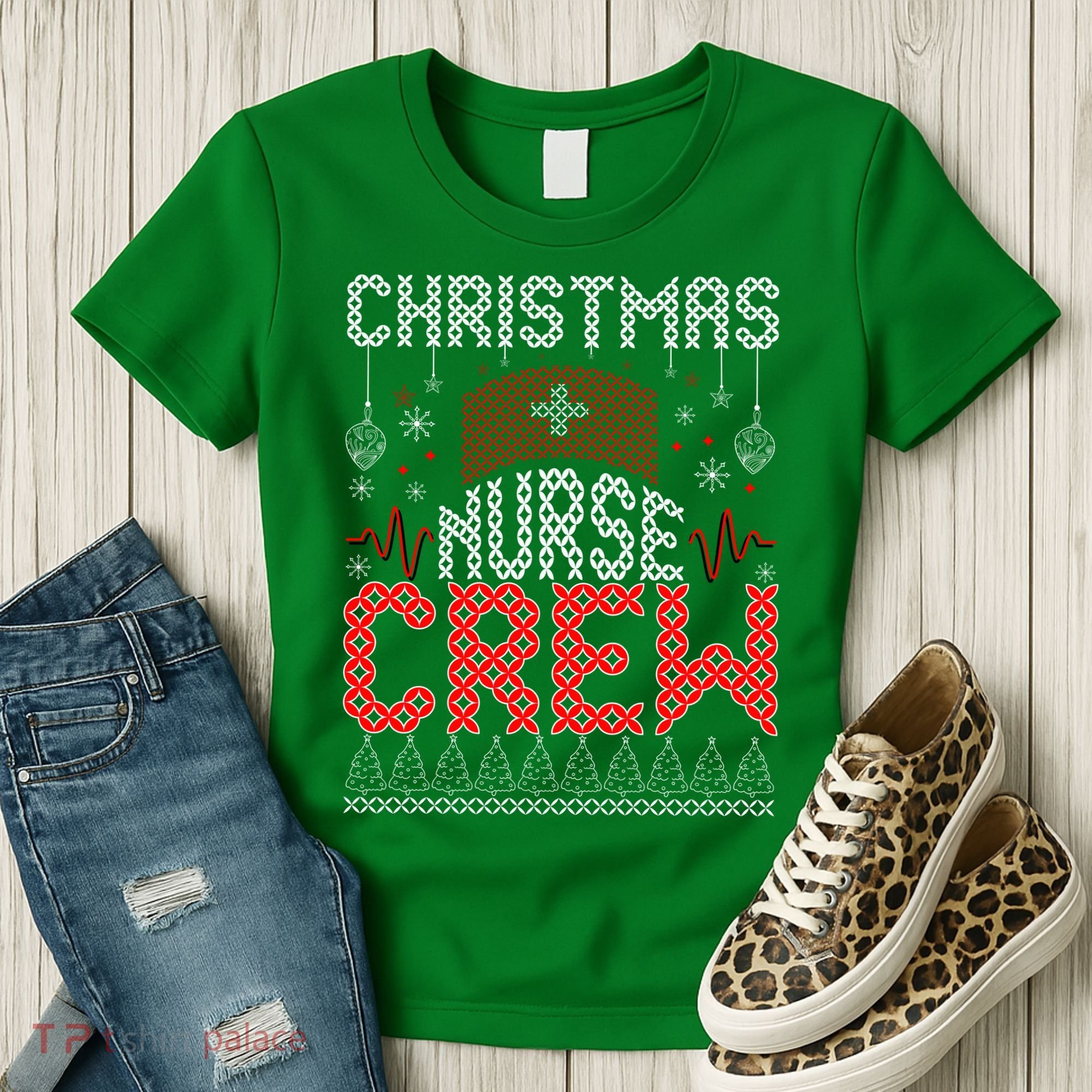 Christmas Nurse Crew Ugly Christmas Sweater RN Women's T-Shirt