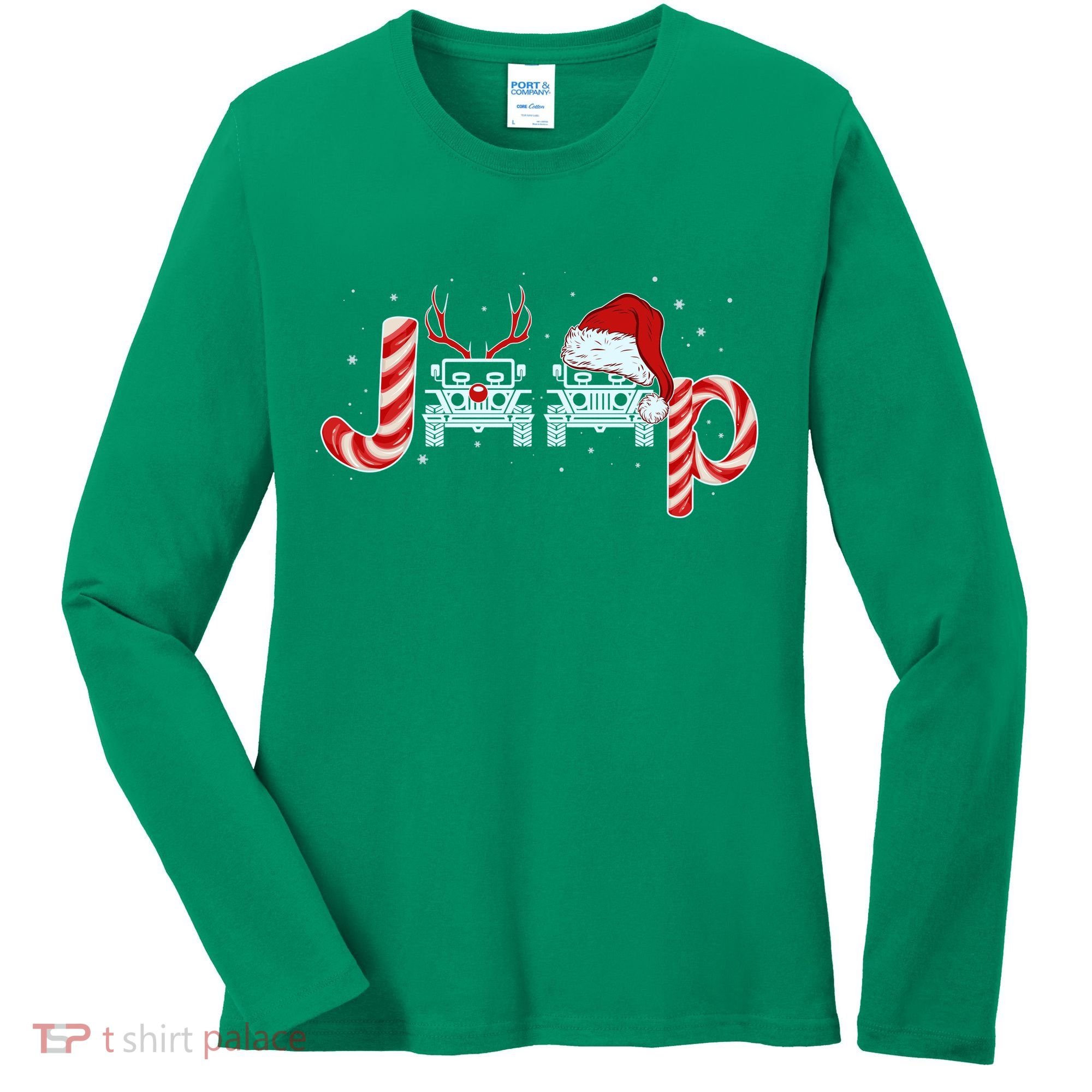 Christmas off Road Car Reindeer Women's Long Sleeve Shirt