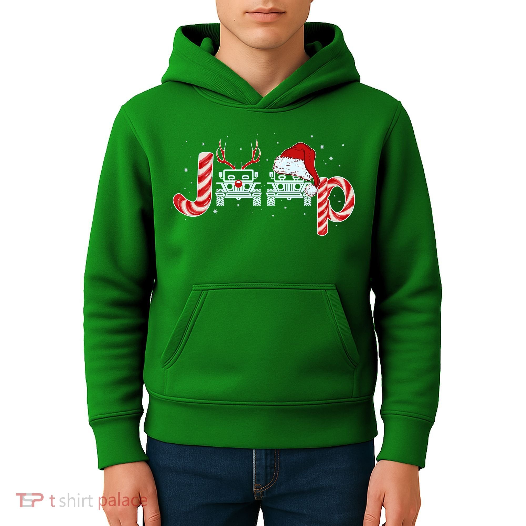 Christmas off Road Car Reindeer Kids Hoodie