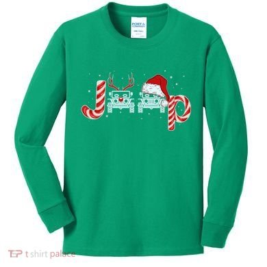 Christmas off Road Car Reindeer Kids Long Sleeve Shirt