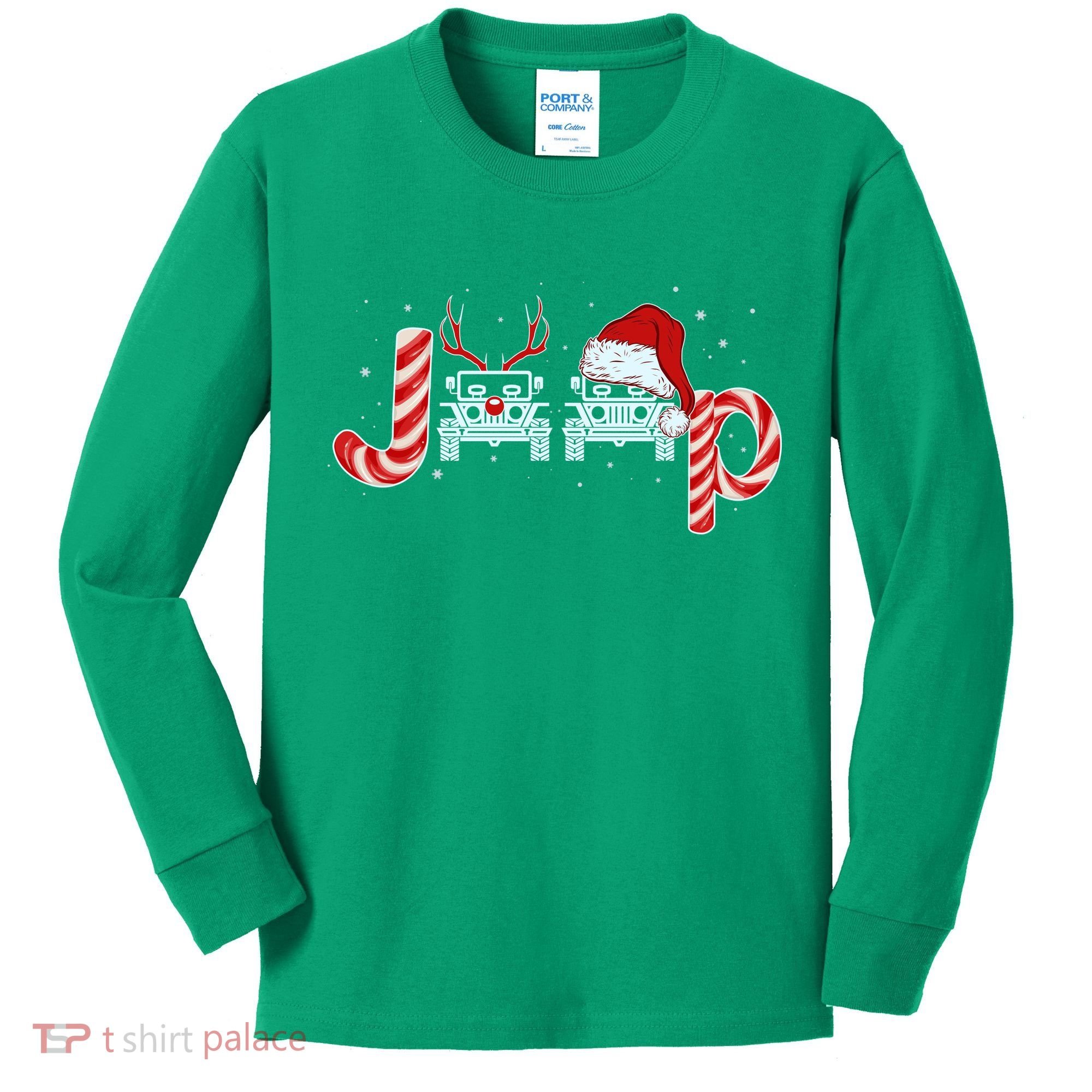 Christmas off Road Car Reindeer Kids Long Sleeve Shirt
