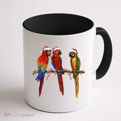 Christmas Parrots Coffee Mug back