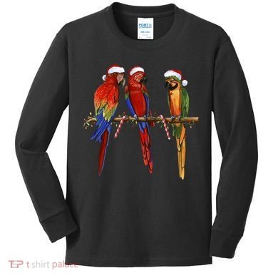 Christmas Parrots Kids Long Sleeve Shirt