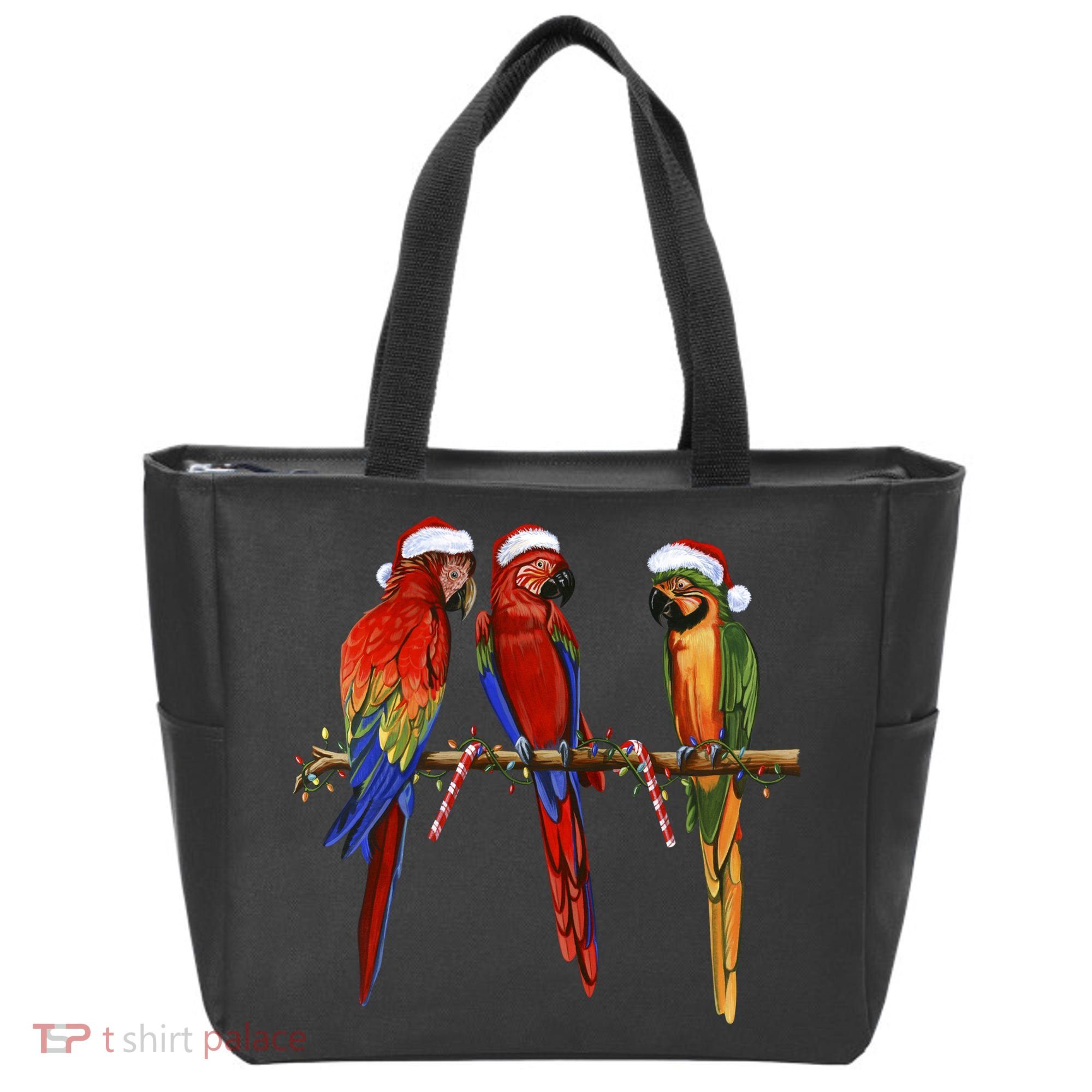 Christmas Parrots Tote Bag