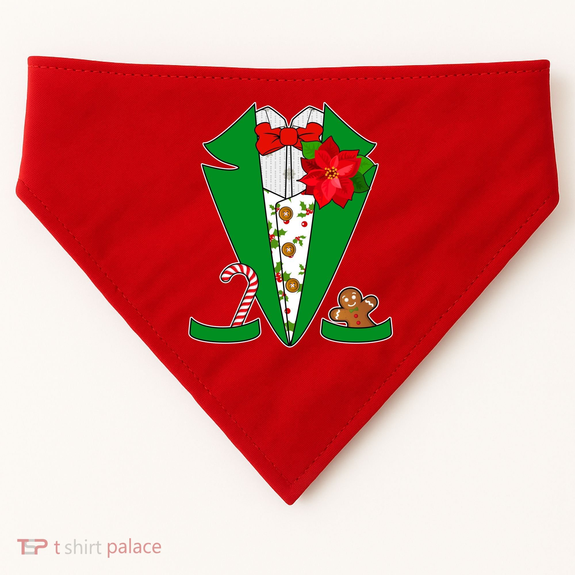 Christmas Party Tuxedo Suit Top USA-Made Doggie Bandana