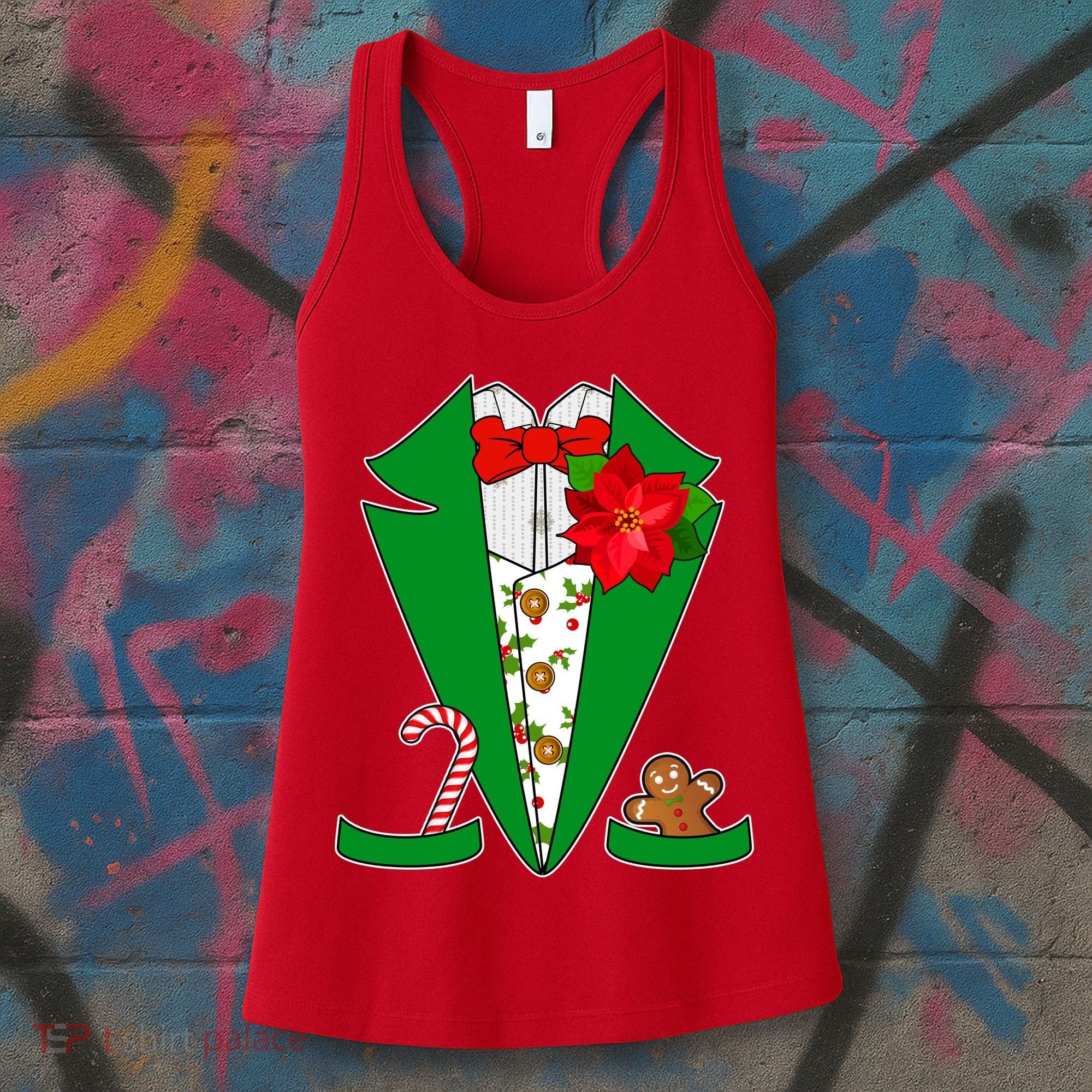 Christmas Party Tuxedo Suit Top Women's Tank Top