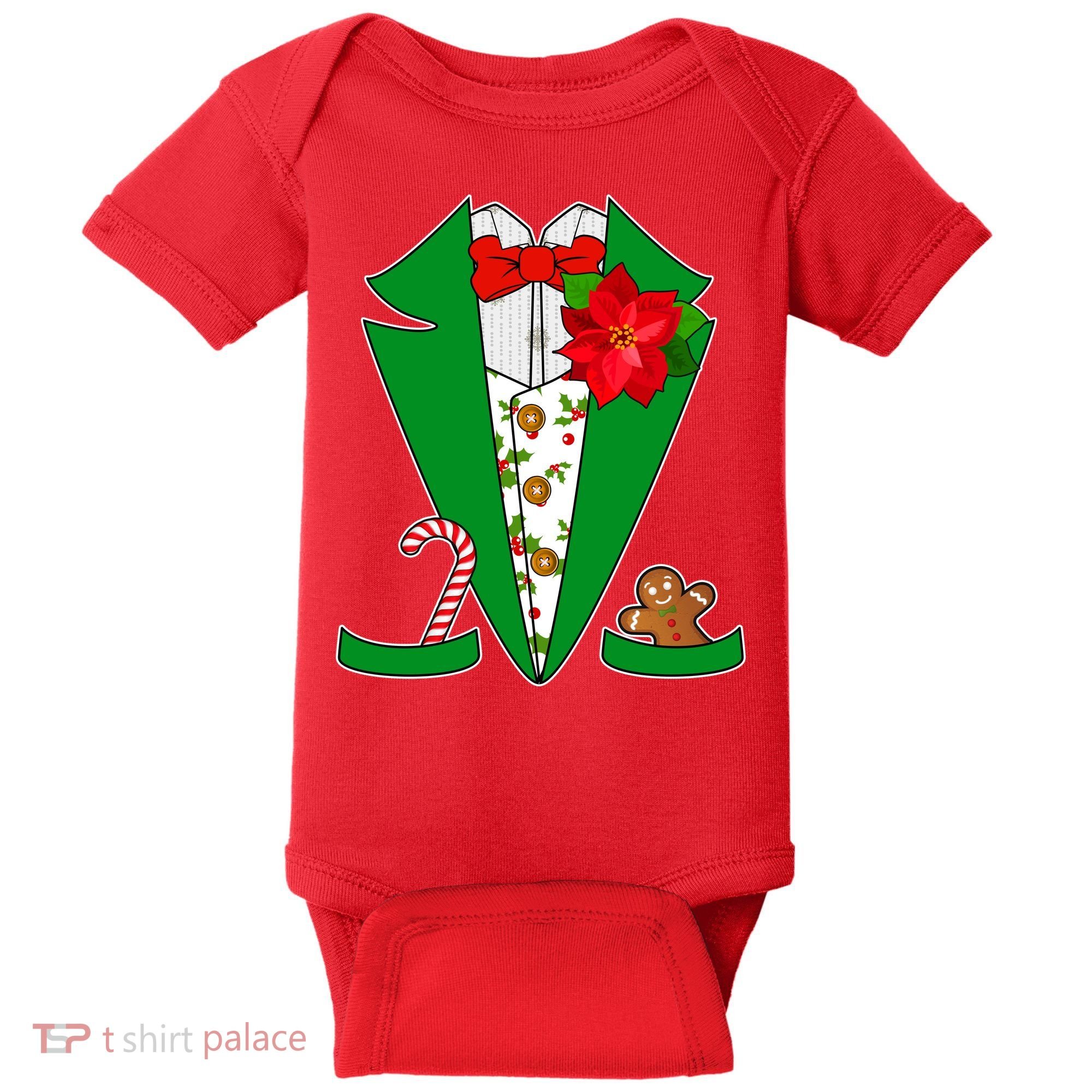 Christmas Party Tuxedo Suit Top Baby Bodysuit