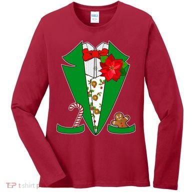 Christmas Party Tuxedo Suit Top Women's Long Sleeve Shirt