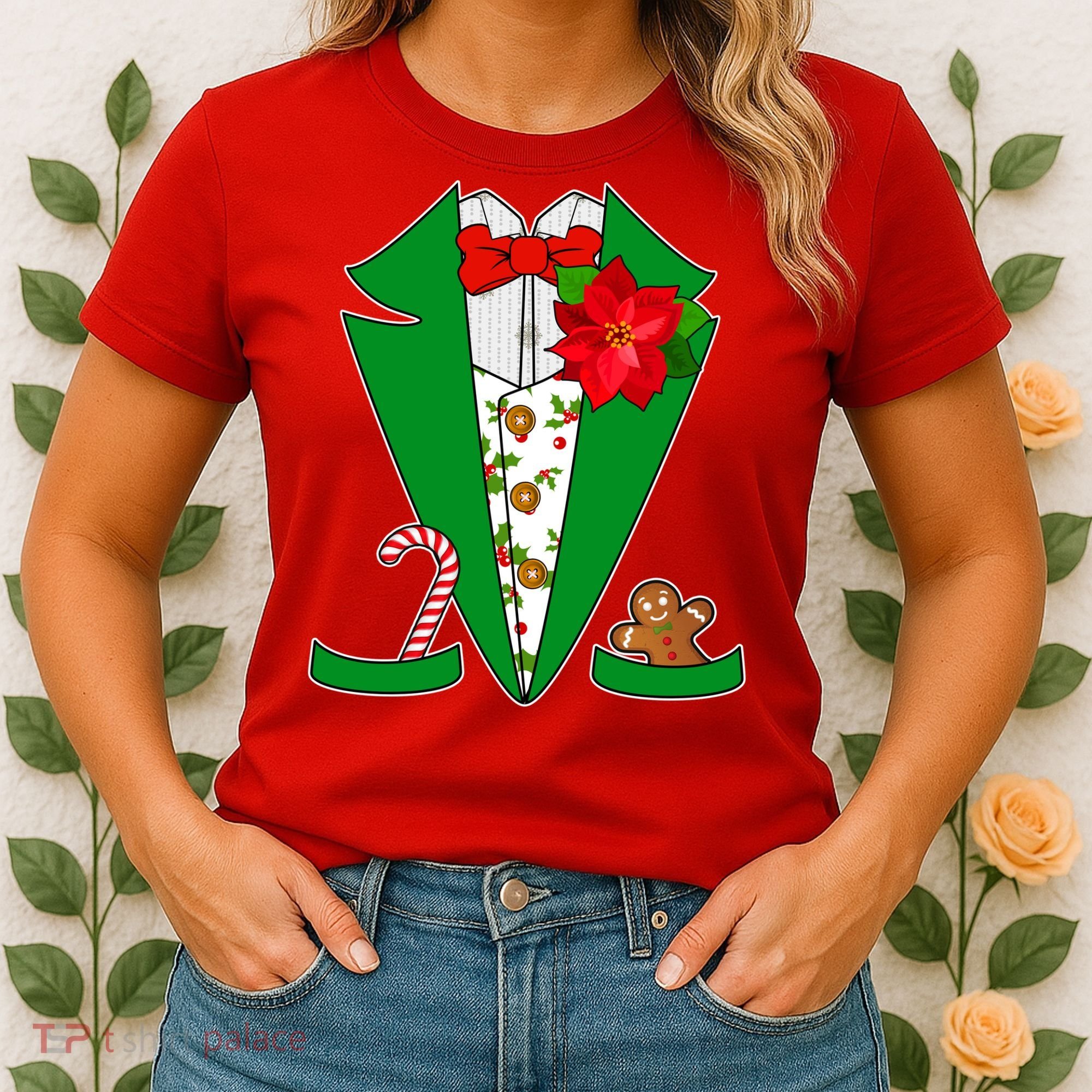 Christmas Party Tuxedo Suit Top Women's T-Shirt