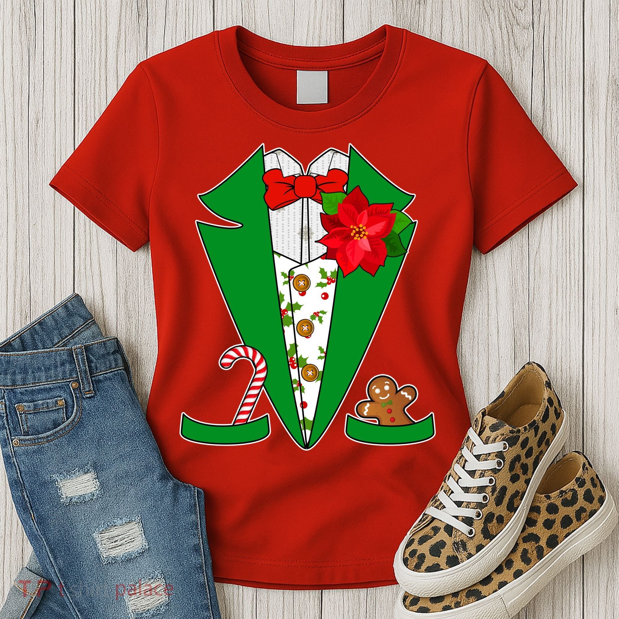 Christmas Party Tuxedo Suit Top Women's T-Shirt