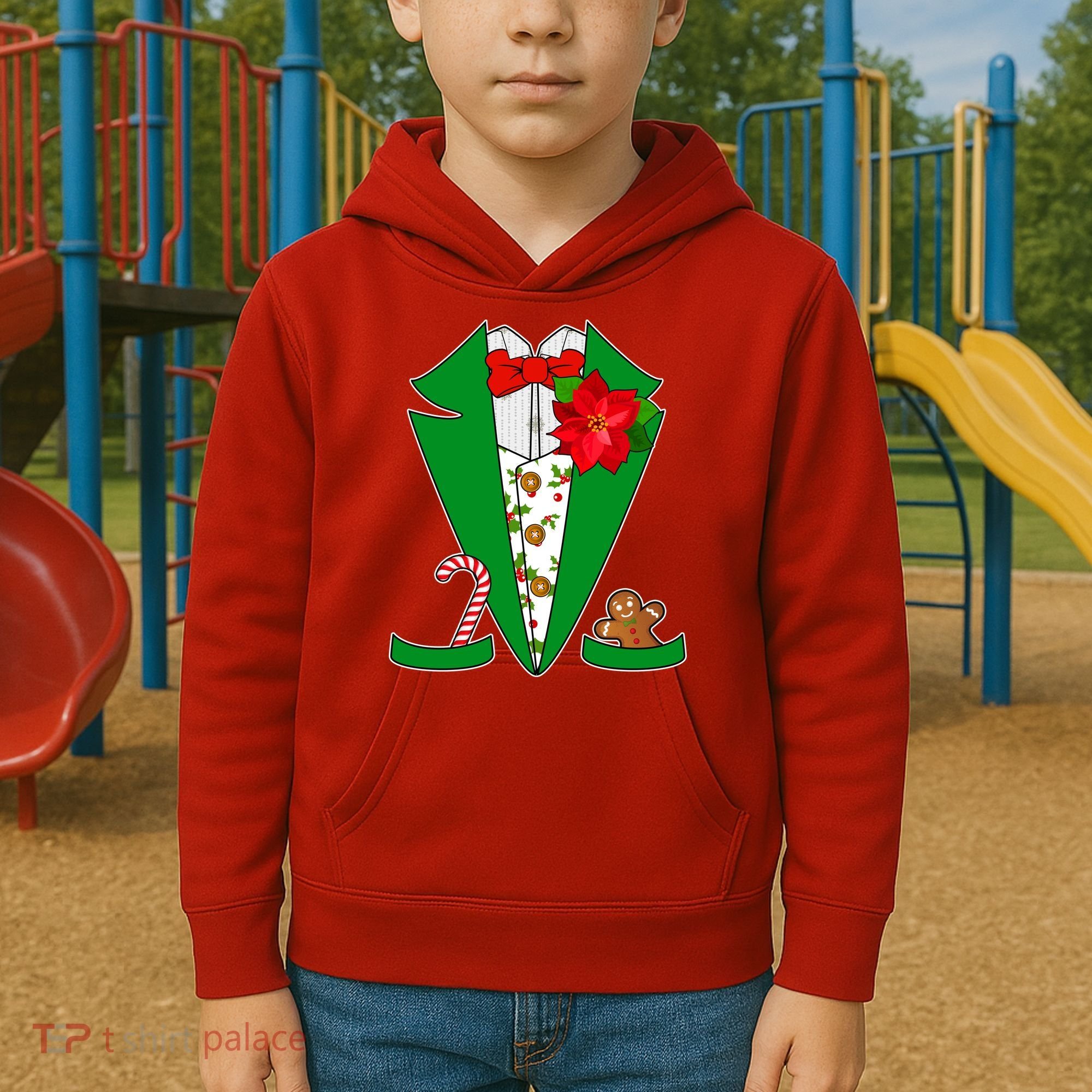 Christmas Party Tuxedo Suit Top Kids Hoodie