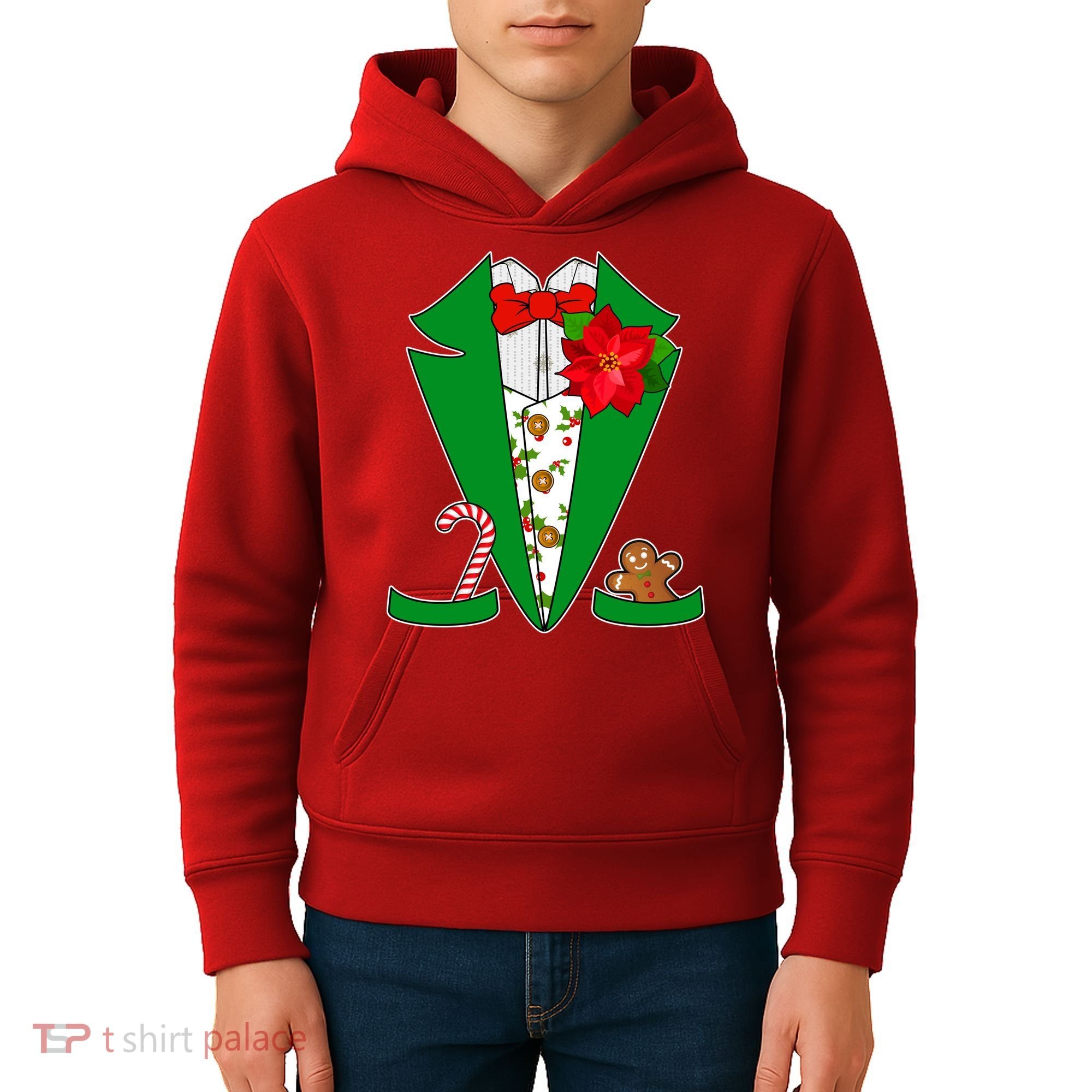 Christmas Party Tuxedo Suit Top Kids Hoodie