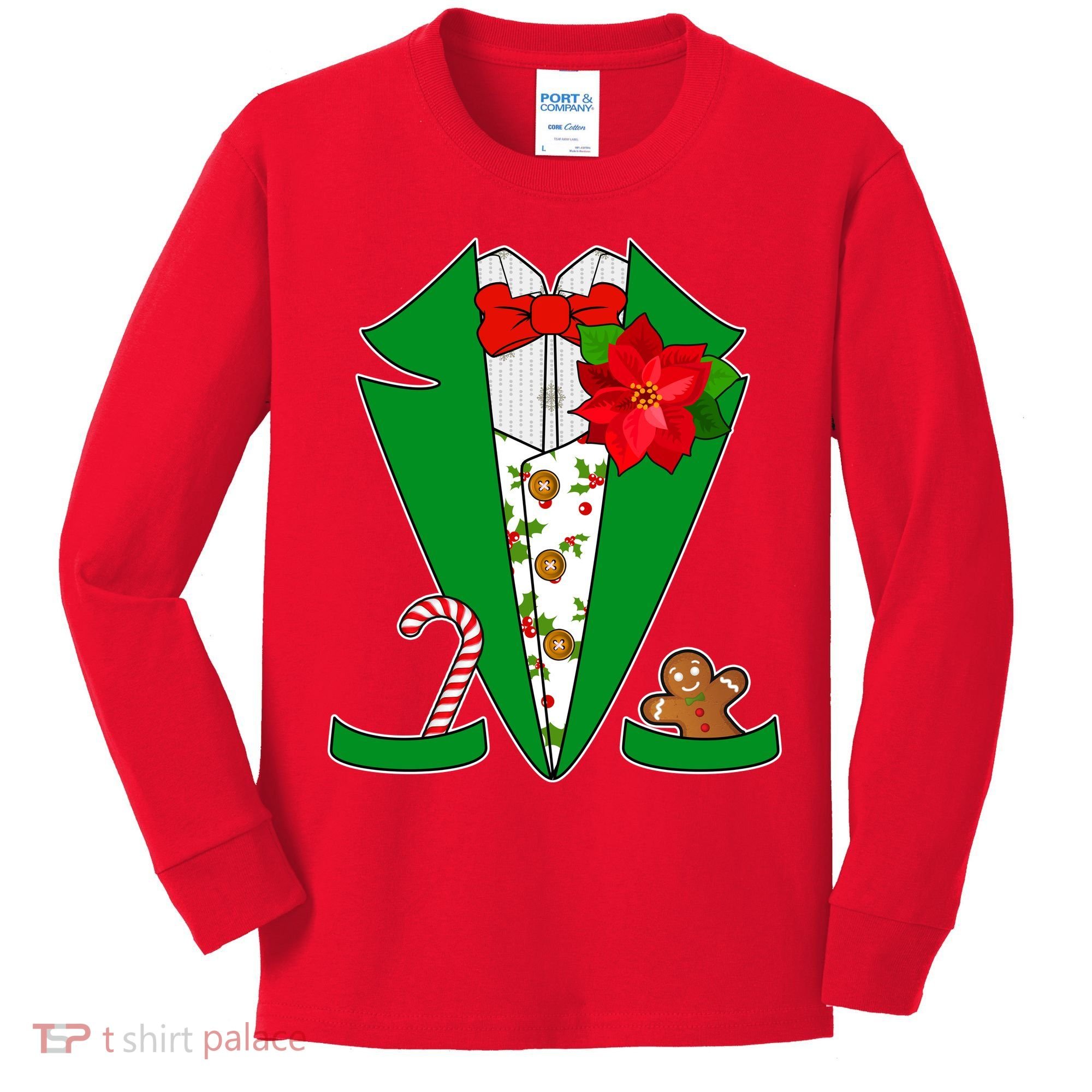 Christmas Party Tuxedo Suit Top Kids Long Sleeve Shirt