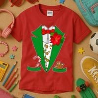 Christmas Party Tuxedo Suit Top Kids T-Shirt thumb 3