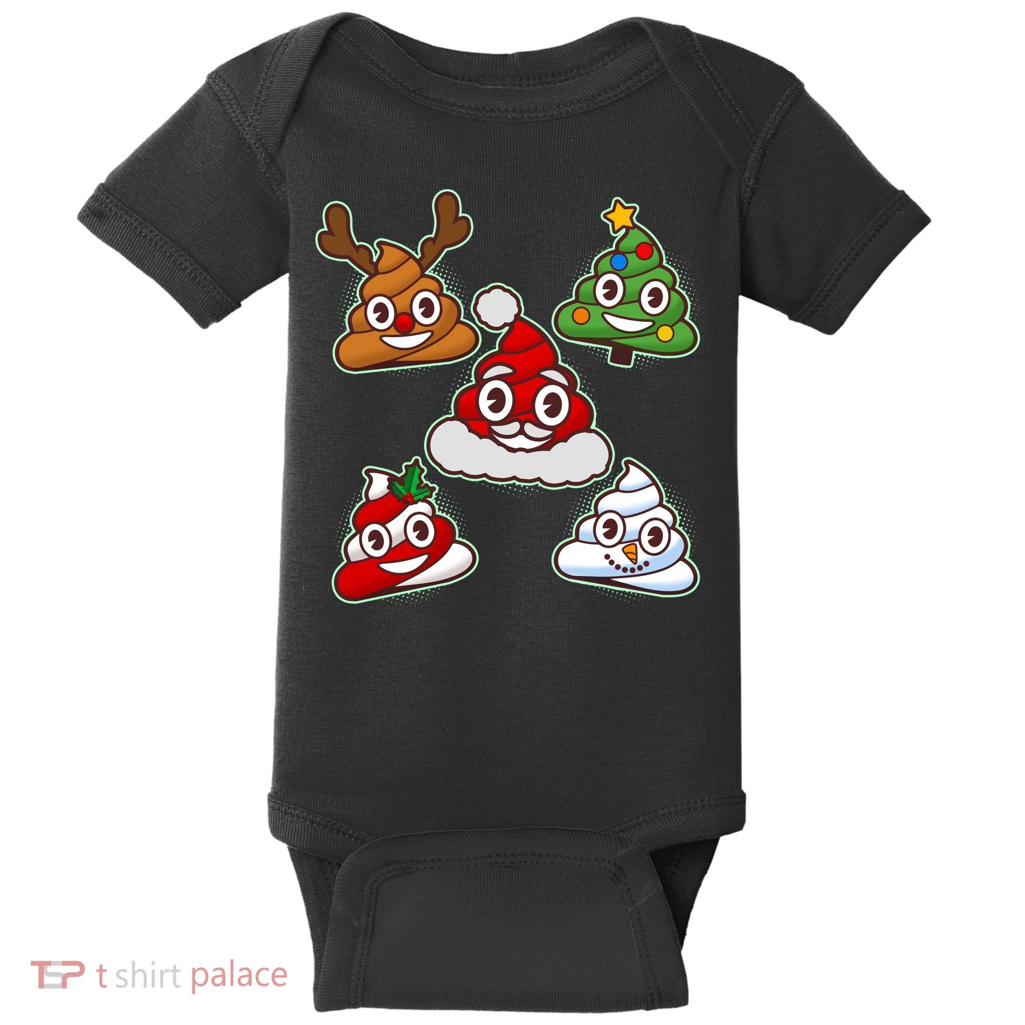 Christmas Poop Emoji Group Baby Bodysuit