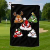 Christmas Poop Emoji Group Golf Towel thumb 1