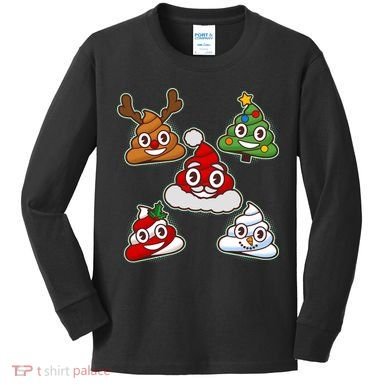 Christmas Poop Emoji Group Kids Long Sleeve Shirt