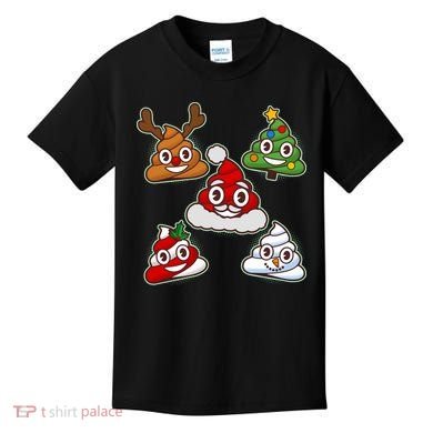 Christmas Poop Emoji Group Kids T-Shirt