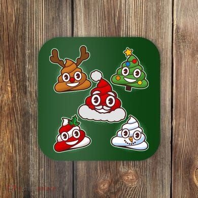 Christmas Poop Emoji Group Coaster