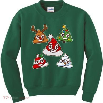 Christmas Poop Emoji Group Kids Sweatshirt