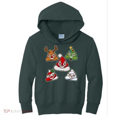 Christmas Poop Emoji Group Kids Hoodie