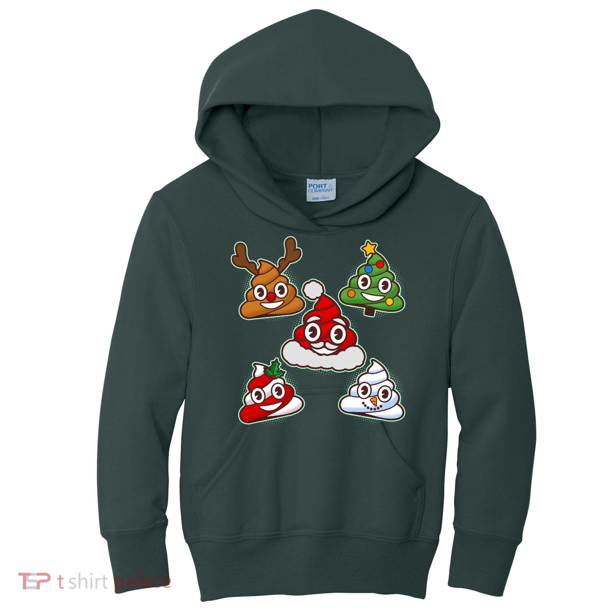 Christmas Poop Emoji Group Kids Hoodie