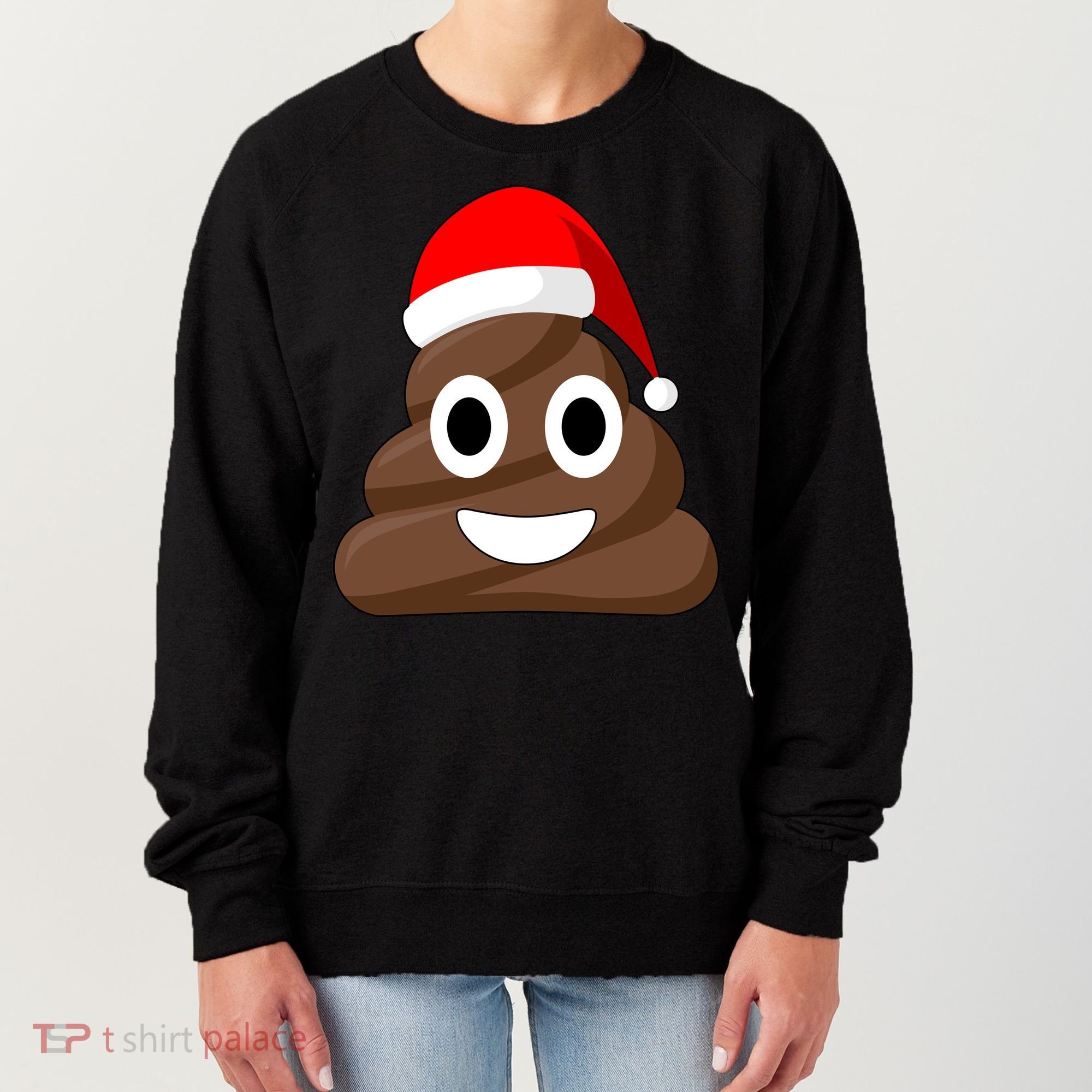 Christmas Poop Emoji Smiley Women's Sweatshirt