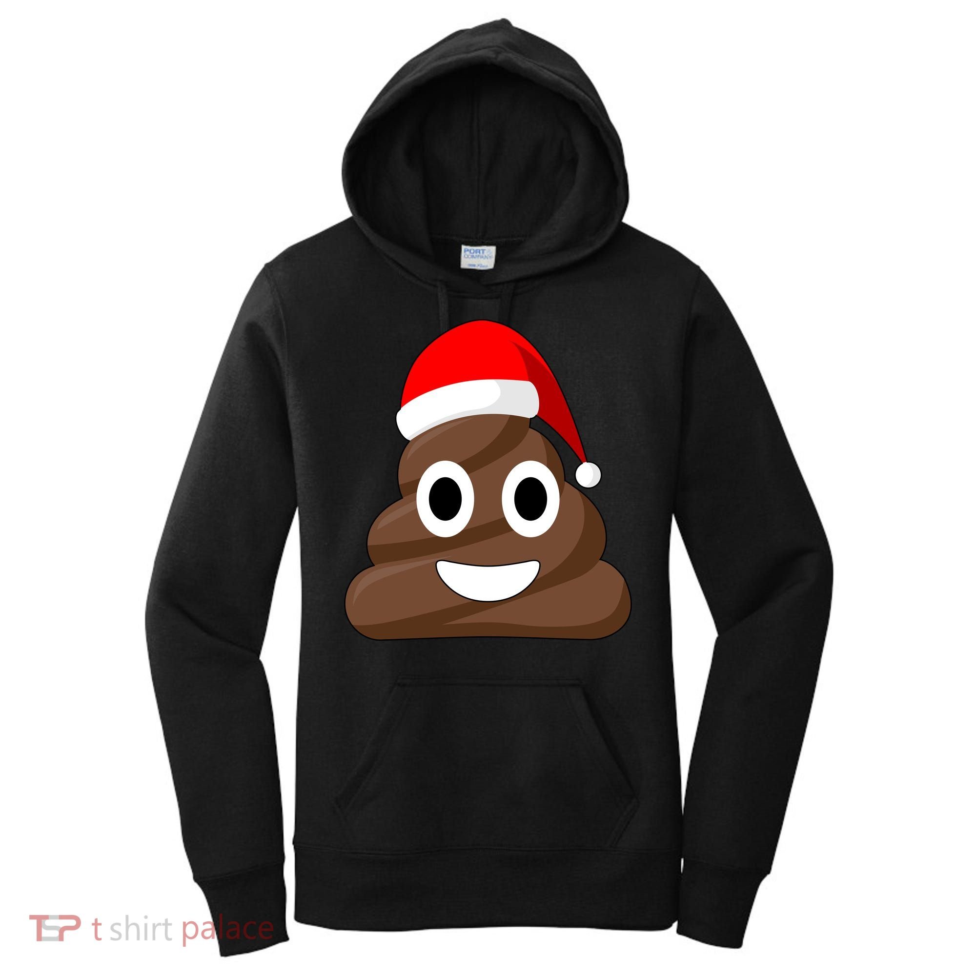 Christmas Poop Emoji Smiley Women's Hoodie
