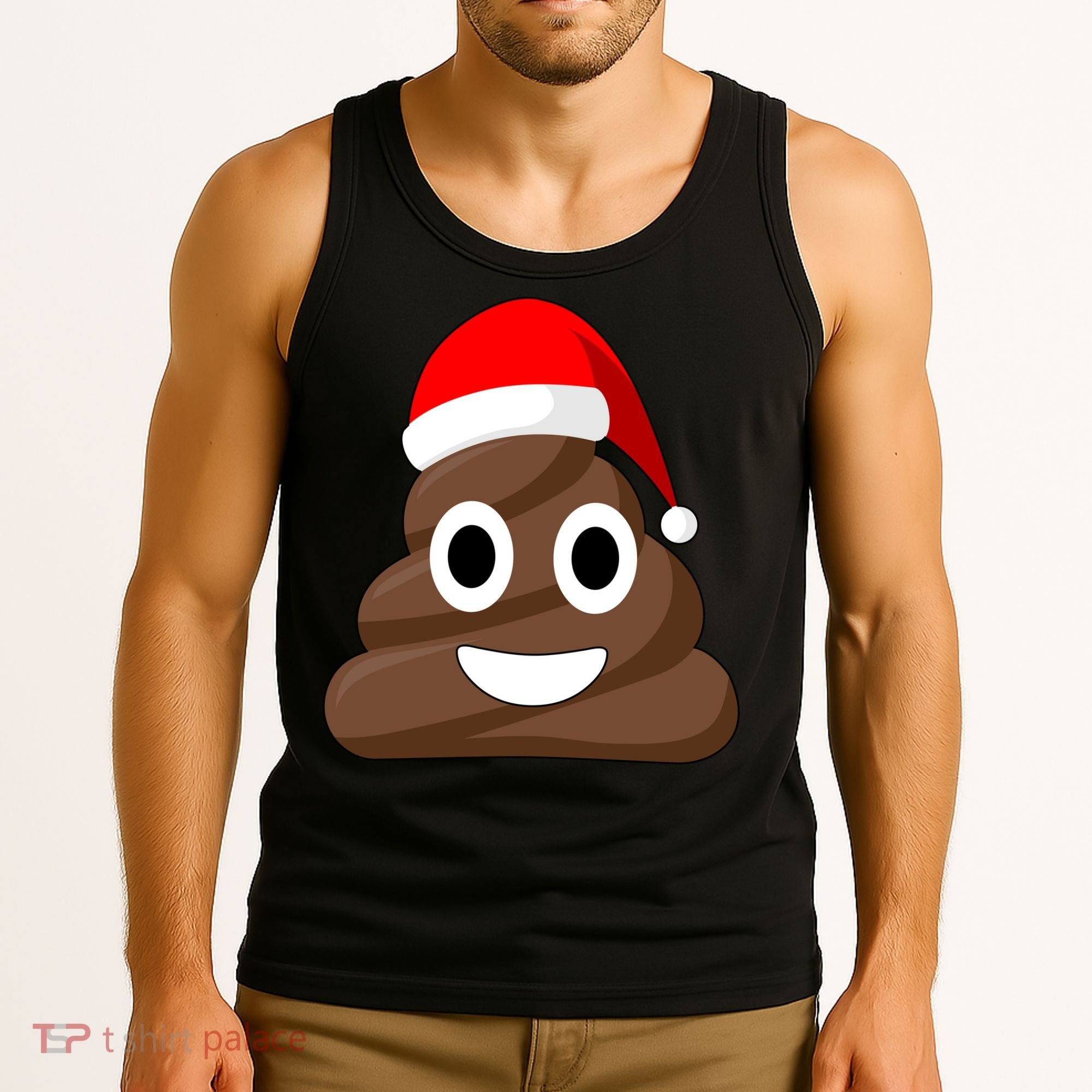 Christmas Poop Emoji Smiley Tank Top
