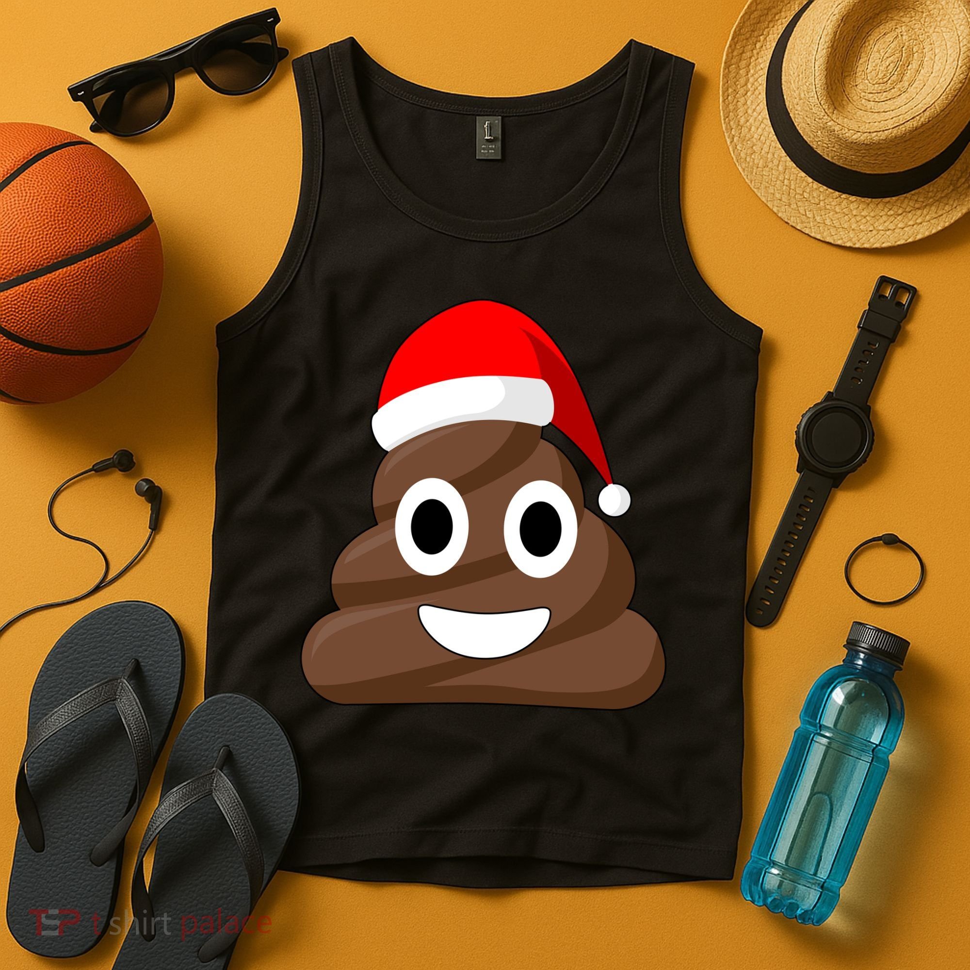 Christmas Poop Emoji Smiley Tank Top