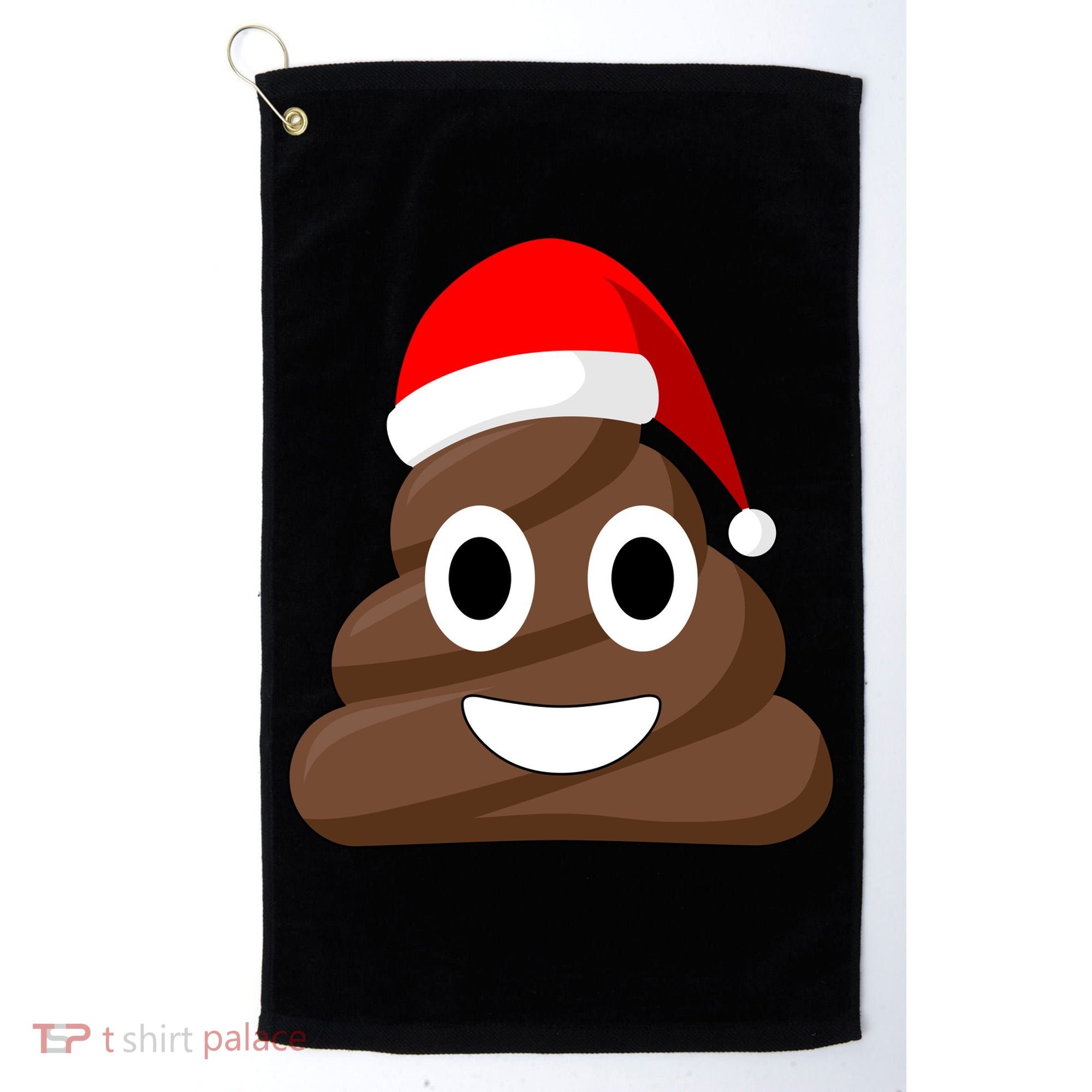 Christmas Poop Emoji Smiley Golf Towel