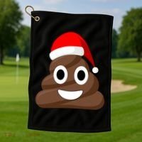 Christmas Poop Emoji Smiley Golf Towel thumb 1