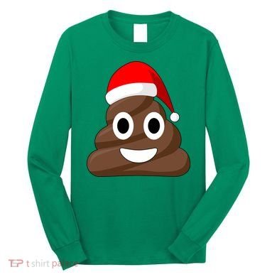 Christmas Poop Emoji Smiley Long Sleeve Shirt