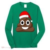 Christmas Poop Emoji Smiley Long Sleeve Shirt thumb 0