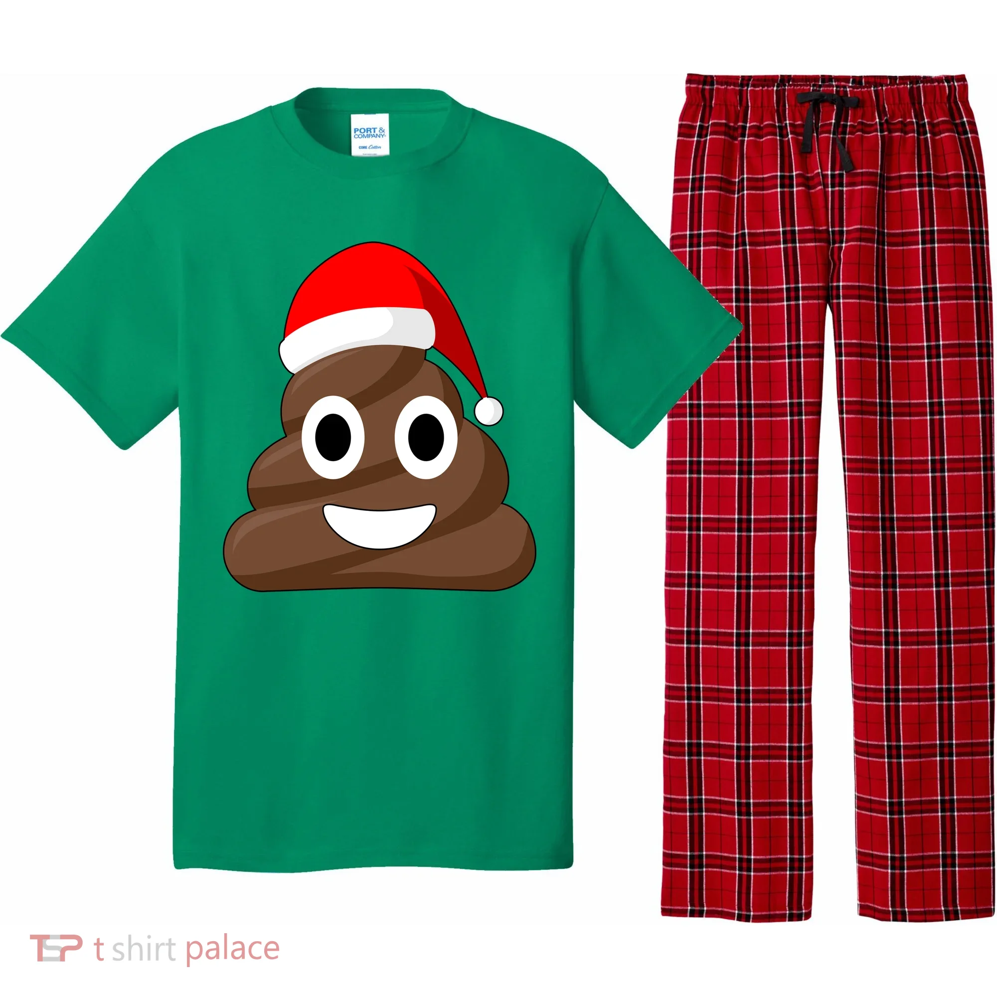 Christmas Poop Emoji Smiley Pajama Set
