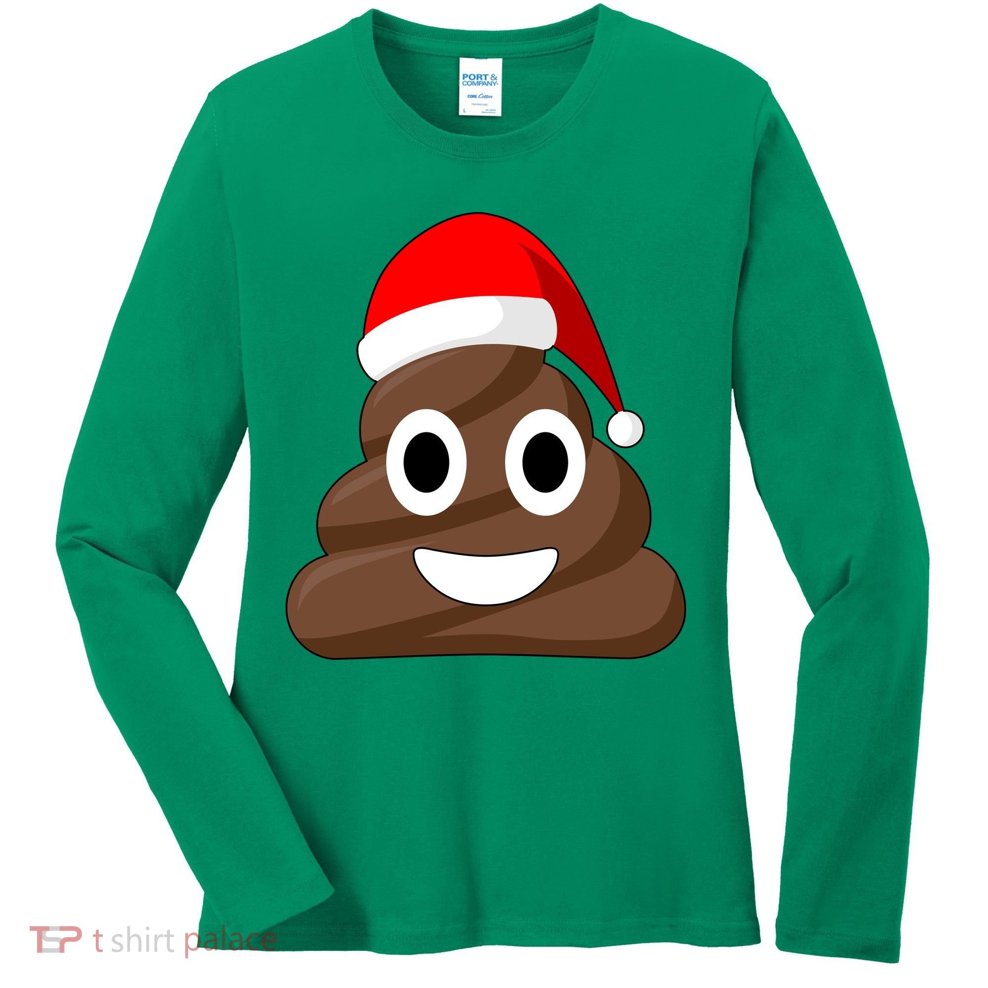 Christmas Poop Emoji Smiley Women's Long Sleeve Shirt