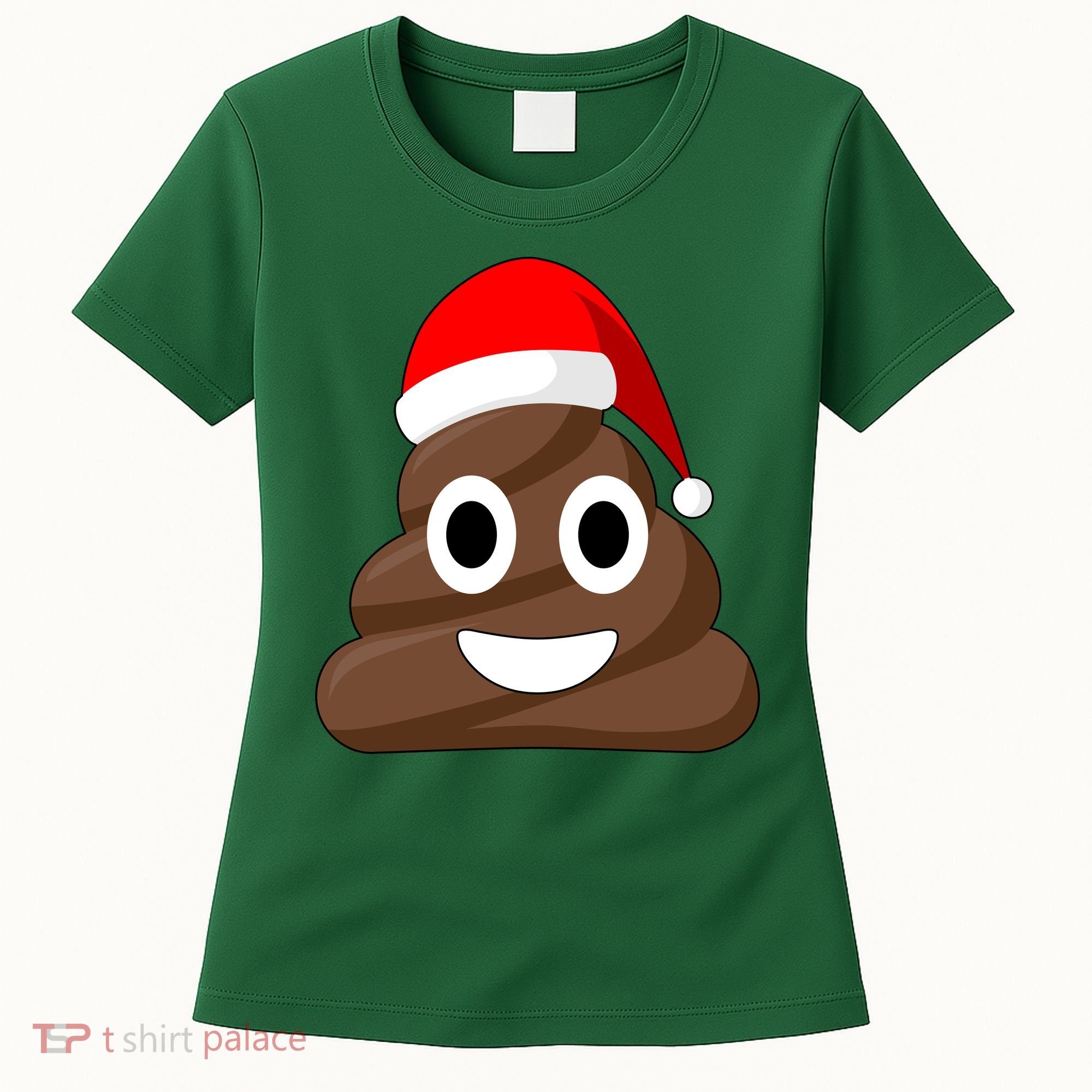 Christmas Poop Emoji Smiley Women's T-Shirt