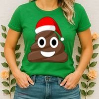 Christmas Poop Emoji Smiley Women's T-Shirt thumb 2